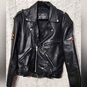 Vintage Men's Black Leather Harley Davidson Motorcycle Jacket